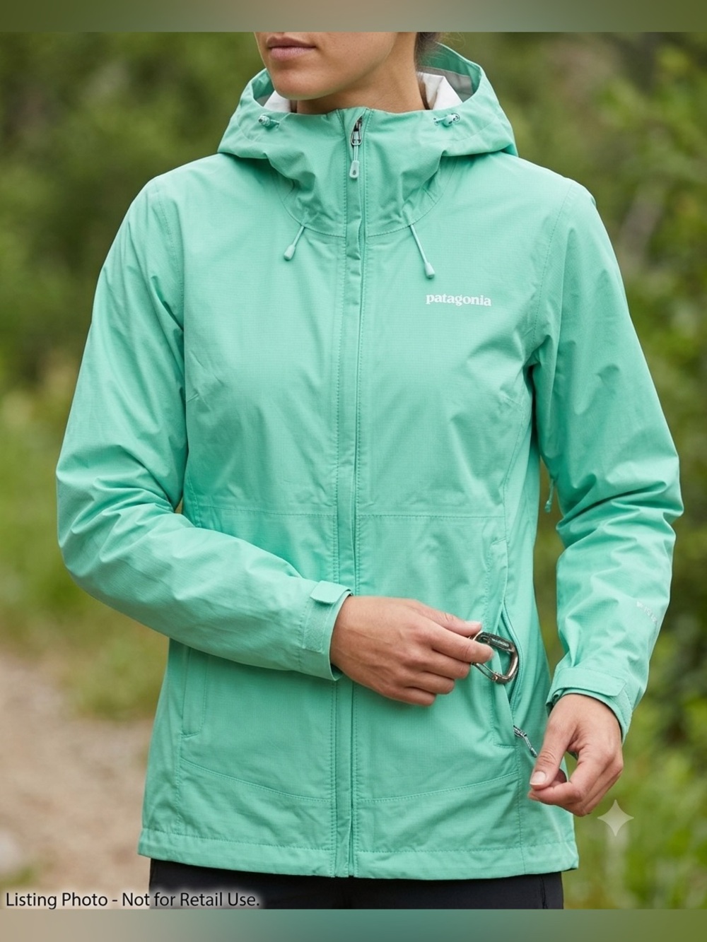 Patagonia H2No Women’s XL Hooded Rain Jacket Aqua Waterproof Hiking Shell Coat
